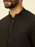 Manyavar Charcoal Black Chikankari Sequinned Kurta Set