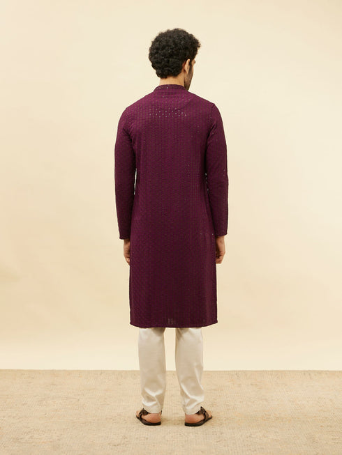 Manyavar Jamun Purple Chikankari Sequinned Kurta Set