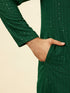 Manyavar Hunter Green Chikankari Sequinned Kurta Set