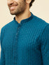 Manyavar Teal Blue Chikankari Embroidered Sequined Kurta Set