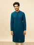 Manyavar Teal Blue Chikankari Embroidered Sequined Kurta Set