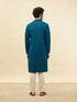 Manyavar Teal Blue Chikankari Embroidered Sequined Kurta Set