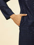 Manyavar Sapphire Blue Chikankari Sequinned Kurta Set