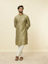 Manyavar Mushroom Grey Sequined Patterned Kurta Set