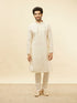 Manyavar Light Cream Lattice Patterned Sequinned Kurta