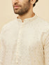 Manyavar Light Cream Lattice Patterned Sequinned Kurta