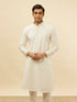 Manyavar Bright Cream Dotted Sequinned Kurta Set