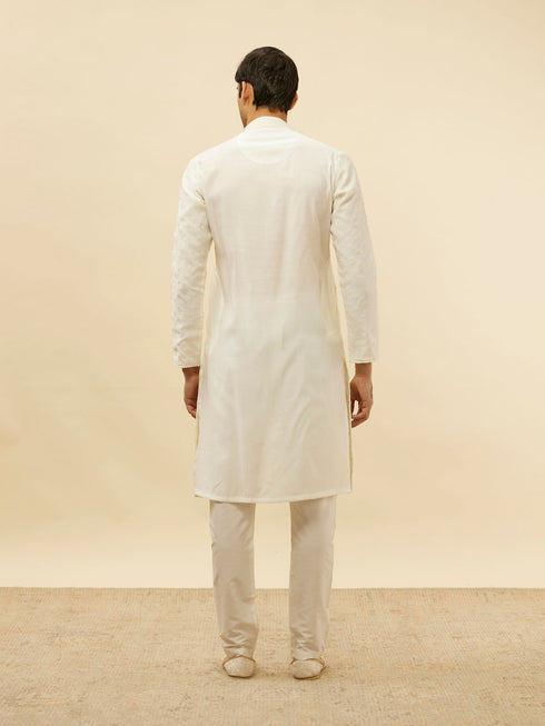 Manyavar Bright Cream Dotted Sequinned Kurta Set