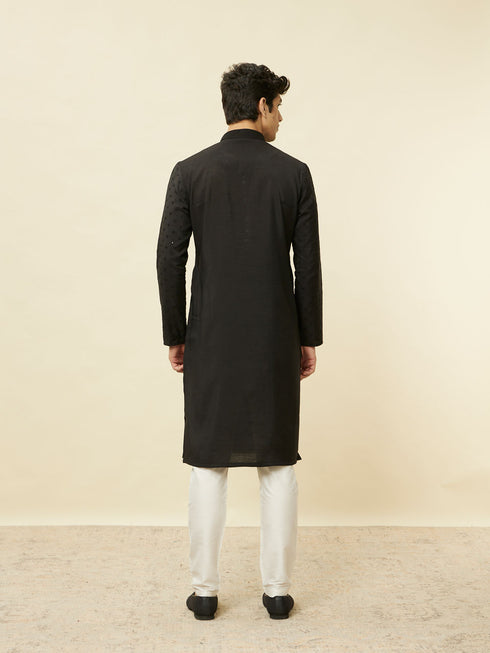 Manyavar Midnight Black Sequined Kurta Set