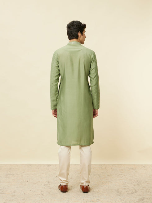 Manyavar Sage Green Sequined Kurta Set