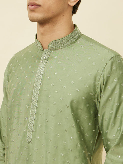 Manyavar Sage Green Sequined Kurta Set