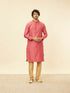 Manyavar Rouge Red Floral Buta Patterned Kurta Set