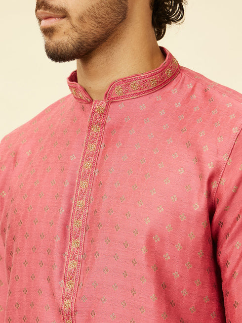Manyavar Rouge Red Floral Buta Patterned Kurta Set