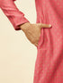 Manyavar Rouge Red Floral Buta Patterned Kurta Set