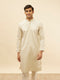 Manyavar Pearl White Jaal Embroidered Sequinned Kurta Set