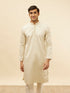 Manyavar Pearl White Jaal Embroidered Sequinned Kurta Set
