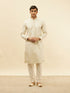 Manyavar Pearl White Jaal Embroidered Sequinned Kurta Set