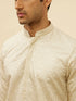 Manyavar Pearl White Jaal Embroidered Sequinned Kurta Set
