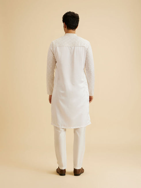 Manyavar Enthralling Cream Satin Kurta Pajama