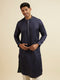 Manyavar Dark Blue Jaal Patterned Kurta Set
