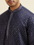Manyavar Dark Blue Jaal Patterned Kurta Set
