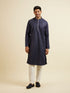 Manyavar Dark Blue Jaal Patterned Kurta Set