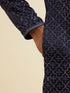 Manyavar Dark Blue Jaal Patterned Kurta Set