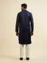 Manyavar Dark Blue Jaal Patterned Kurta Set