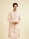 Manyavar Baby Pink Jaal Patterned Kurta Set