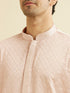 Manyavar Baby Pink Jaal Patterned Kurta Set