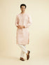 Manyavar Baby Pink Jaal Patterned Kurta Set