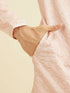 Manyavar Baby Pink Jaal Patterned Kurta Set