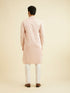 Manyavar Baby Pink Jaal Patterned Kurta Set