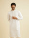 Manyavar Warm White Jaal Patterned Kurta Set