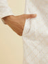 Manyavar Warm White Jaal Patterned Kurta Set