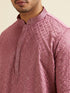 Manyavar Dusty Pink Jaal Patterned Kurta Set