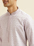 Manyavar Lilac Jaal Patterned Kurta Set