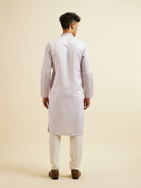 Manyavar Lilac Jaal Patterned Kurta Set