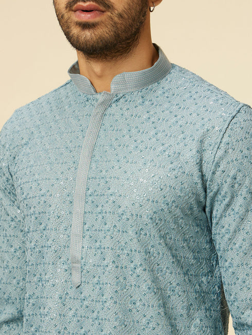 Manyavar Mustard Yellow Chikankari Kurta Set