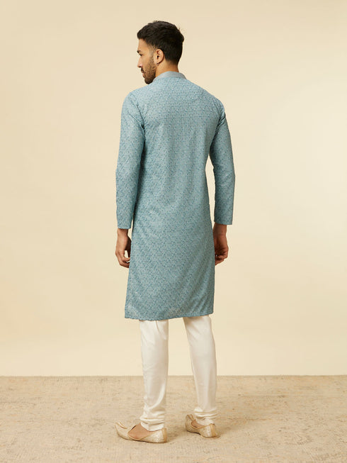 Manyavar Mustard Yellow Chikankari Kurta Set