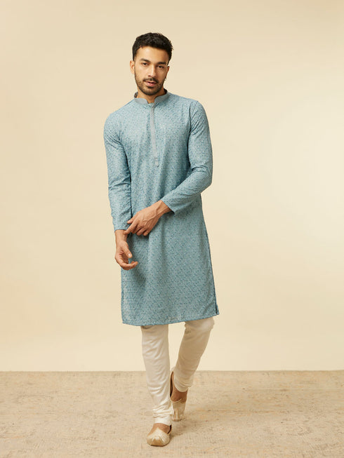 Manyavar Mustard Yellow Chikankari Kurta Set