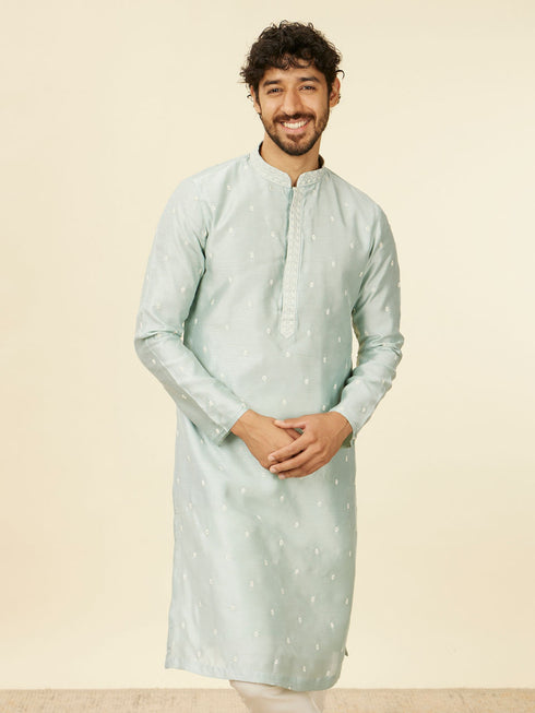 Manyavar Light Blue Buta Patterned Kurta Set