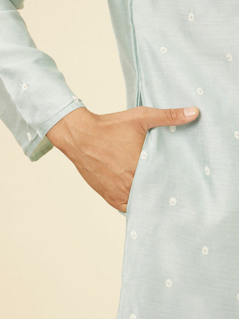 Manyavar Light Blue Buta Patterned Kurta Set