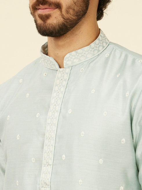 Manyavar Light Blue Buta Patterned Kurta Set