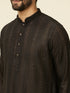 Manyavar Midnight Black Linear Patterned Kurta Set