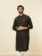 Manyavar Midnight Black Linear Patterned Kurta Set