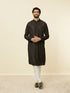 Manyavar Midnight Black Linear Patterned Kurta Set