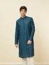 Manyavar Violet Blue Linear Patterned Kurta Set