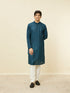 Manyavar Violet Blue Linear Patterned Kurta Set