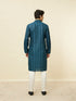 Manyavar Violet Blue Linear Patterned Kurta Set